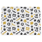 グラフィティヒップホップラベルブラックアンド金ゴールドドードルラップのズ ラージペーパーバッグ (正面)