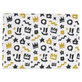 グラフィティヒップホップラベルブラックアンド金ゴールドドードルラップのズ ラージペーパーバッグ (裏面)