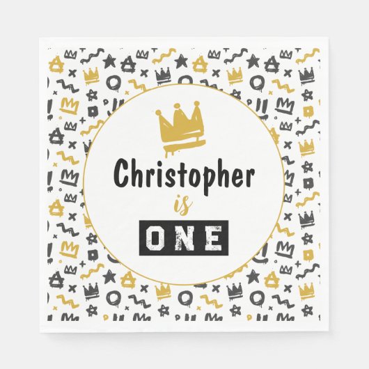 グラフィティヒップホップラベルブラック&金ゴールドドラップのードレスN スタンダードランチョンナプキン (正面)