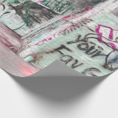 グラフィティピンクグリーンアーバングランジ通りウォールアート ラッピングペーパー (角)