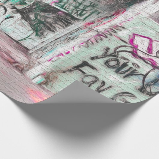 グラフィティピンクグリーンアーバングランジ通りウォールアート ラッピングペーパー (角)