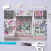 グラフィティピンクグリーンアーバングランジ通りウォールアート 薄葉紙 (クラフト)