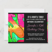 グラフィティピンク抽象芸術文字誕生日招待状 招待状 (正面)