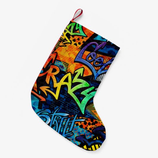 グラフィティブリック:アーバン抽象芸術 スモールクリスマスストッキング (正面 (吊り時))