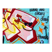 グラフィティブルーピンクアーバン通りウォールアート