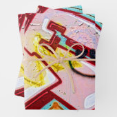 グラフィティブルーピンクアーバン通りウォールアート ラッピングペーパーシート (インサイチュ)