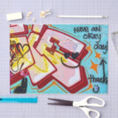 グラフィティブルーピンクアーバン通りウォールアート 薄葉紙 (クラフト)