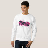 グラフィティホットピンク「FOREVER」 スウェットシャツ (正面フル)