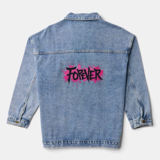 グラフィティホットピンク「FOREVER」 デニムジャケット (裏面)
