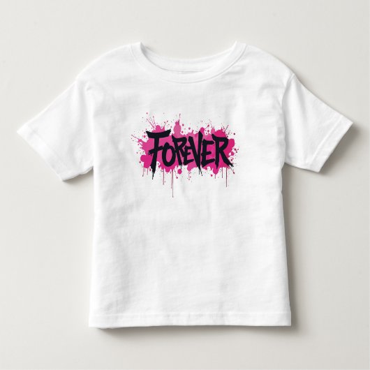 グラフィティホットピンク「FOREVER」 トドラーTシャツ (正面)