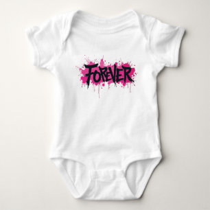 グラフィティホットピンク「FOREVER」 ベビーボディスーツ
