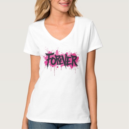 グラフィティホットピンク「FOREVER」 Tシャツ (正面)