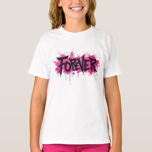 グラフィティホットピンク「FOREVER」 Tシャツ (正面)