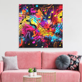 グラフィティミュージカルノートキャンバスアート キャンバスプリント (インサイチュ (リビング))