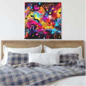 グラフィティミュージカルノートキャンバスアート キャンバスプリント (インサイチュ (寝室))