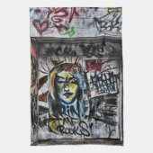 グラフィティモダンアクールーバン通りアート キッチンタオル (縦)