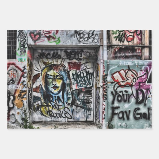 グラフィティモダンアクールーバン通りアート ラッピングペーパーシート (正面3)