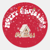 グラフィティモダンレッドメリークリスマス ラウンドシール (正面)