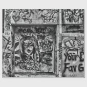 グラフィティモダン白黒アーバン通りアート ラッピングペーパー (フラット)