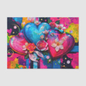 [グラフィティラブ]カラフル抽象芸術ハート&フラワー 薄葉紙 (正面)