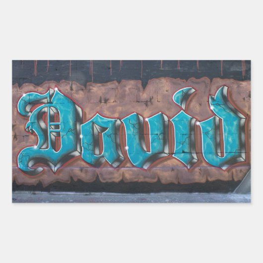 グラフィティラベル：デイビッド 長方形シール (正面)