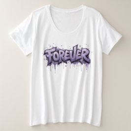 グラフィティラベンダーインフィニティ「FOREVER」 プラスサイズTシャツ