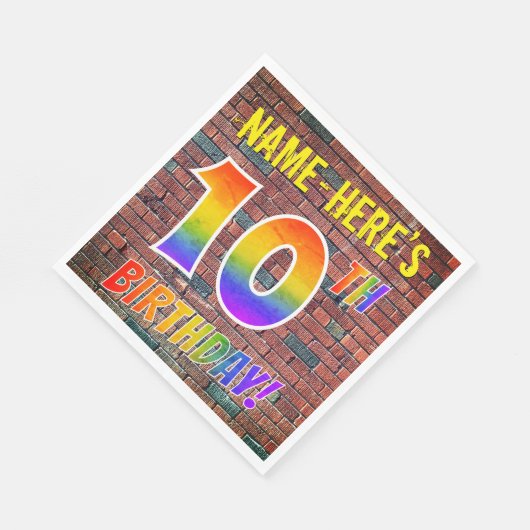 グラフィティレインボールック10th誕生日!+名前をカスタムする スタンダードランチョンナプキン (角)