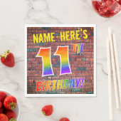 グラフィティレインボールック11誕生日!+名前をカスタムする スタンダードランチョンナプキン (インサイチュ)