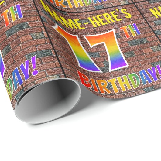 グラフィティレインボールック17th誕生日!&名前をカスタムする ラッピングペーパー (ロールコーナー)