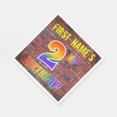 グラフィティレインボールック2回目の誕生日!+名前をカスタムする スタンダードランチョンナプキン (角)