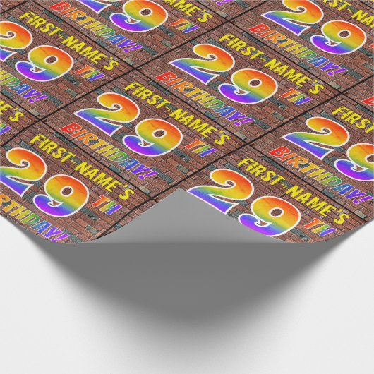 グラフィティレインボールック29th誕生日!&名前をカスタムする ラッピングペーパー (角)