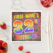 グラフィティレインボールック32nd誕生日!+名前をカスタムする スタンダードランチョンナプキン (インサイチュ)