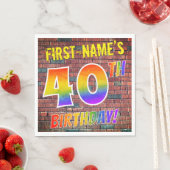 グラフィティレインボールック40歳の誕生日!+名前をカスタムする スタンダードランチョンナプキン (インサイチュ)