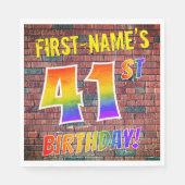 グラフィティレインボールック41st誕生日!+名前をカスタムする スタンダードランチョンナプキン (正面)