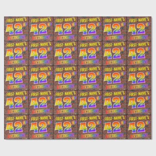 グラフィティレインボールック42nd誕生日!&名前をカスタムする ラッピングペーパー (フラット)