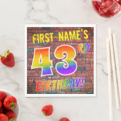 グラフィティレインボールック43rd誕生日!+名前をカスタムする スタンダードランチョンナプキン (インサイチュ)