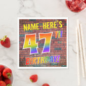 グラフィティレインボールック47th誕生日!+名前をカスタムする スタンダードランチョンナプキン (インサイチュ)