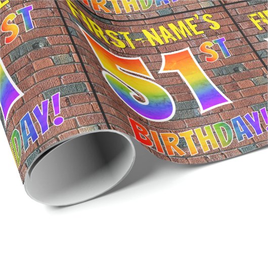 グラフィティレインボールック51st誕生日!&名前をカスタムする ラッピングペーパー (ロールコーナー)