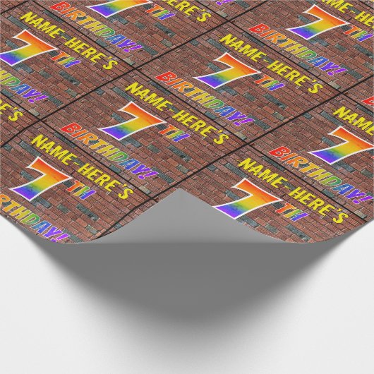 グラフィティレインボールック7th誕生日!&名前をカスタムする ラッピングペーパー (角)