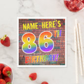 グラフィティレインボールック86th誕生日!+名前をカスタムする スタンダードランチョンナプキン (インサイチュ)