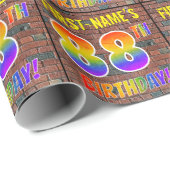 グラフィティレインボールック88th誕生日!&名前をカスタムする ラッピングペーパー (ロールコーナー)