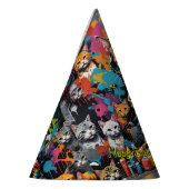 グラフィティレジェンド通り猫ハッピーバースデー名 パーティーハット (左)