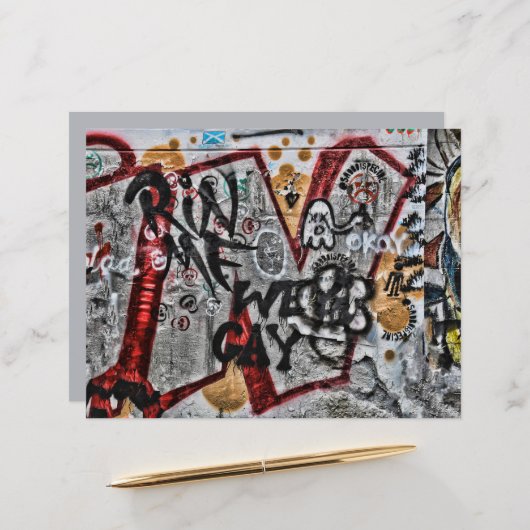 グラフィティレッドグレーレターアーバン通りウォールアート (正面/裏面インサイチュ)