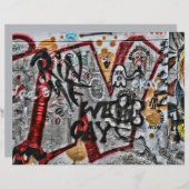 グラフィティレッドグレーレターアーバン通りウォールアート (正面/裏面)