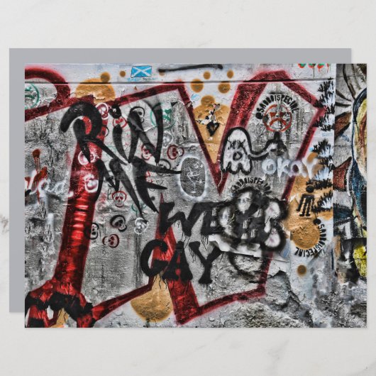 グラフィティレッドグレーレターアーバン通りウォールアート (正面/裏面)