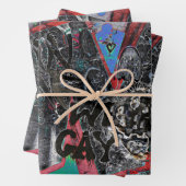 グラフィティレッドブラックレターズアーバン通りウォールアート ラッピングペーパーシート (インサイチュ)