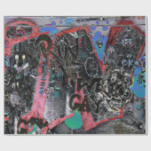 グラフィティレッドブラックレターズアーバン通りウォールアート ラッピングペーパー (フラット)