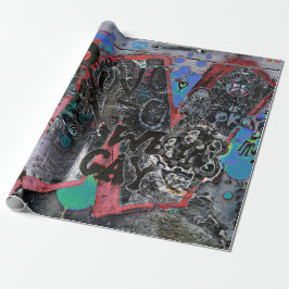 グラフィティレッドブラックレターズアーバン通りウォールアート ラッピングペーパー