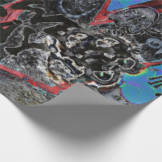 グラフィティレッドブラックレターズアーバン通りウォールアート ラッピングペーパー (角)