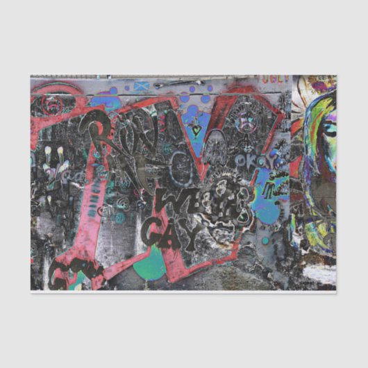 グラフィティレッドブラックレターズアーバン通りウォールアート 薄葉紙 (正面)